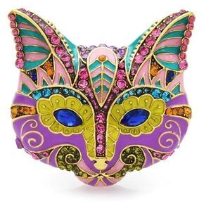 COLORFUL CAT BROOCH WITH RHINESTONES